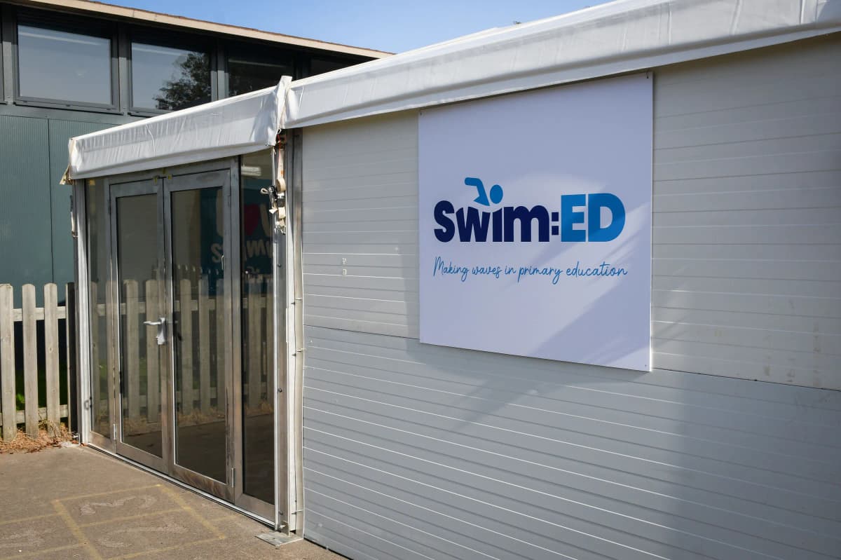 Temporary modular swimming facility used for school swimming