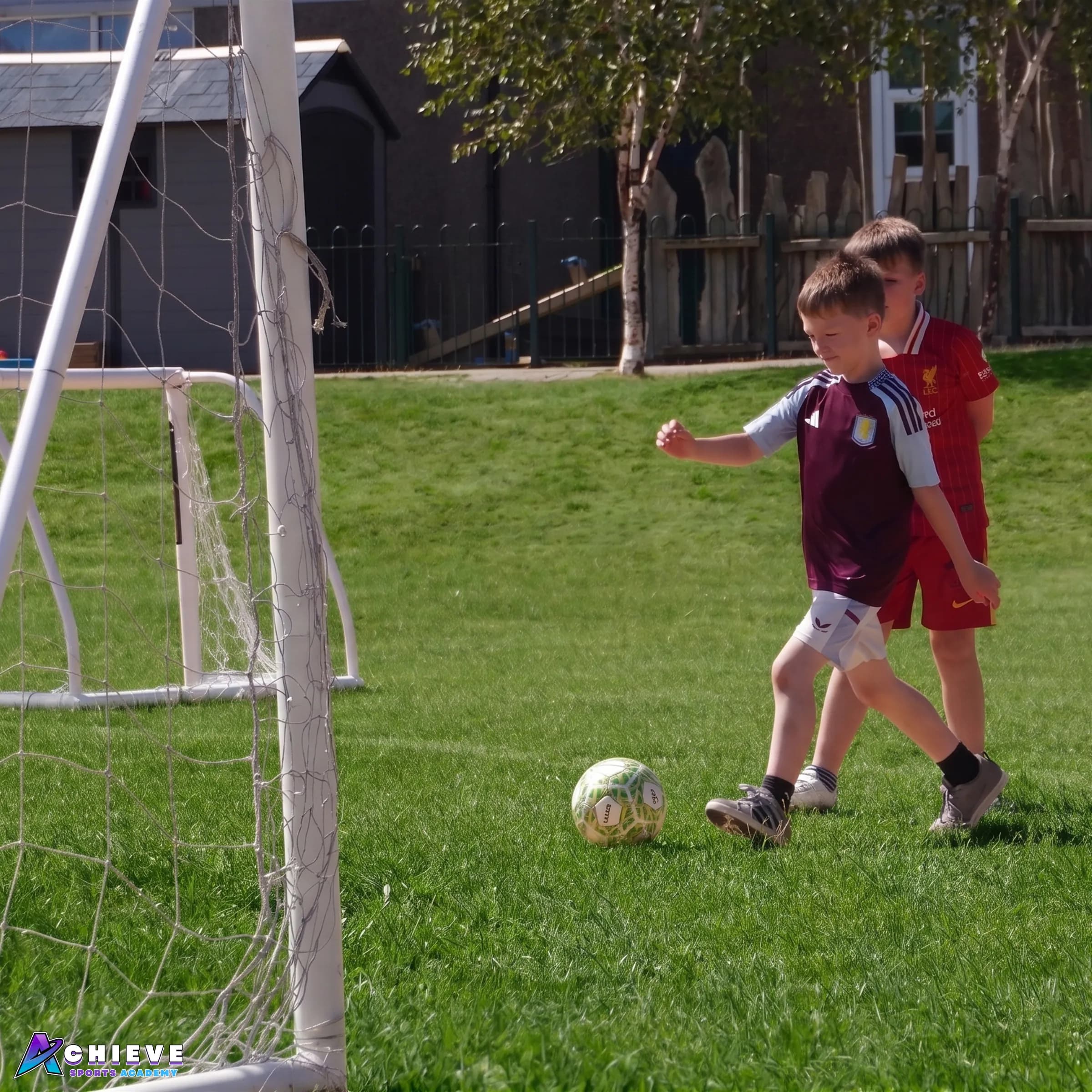 Children playing sport on the school field